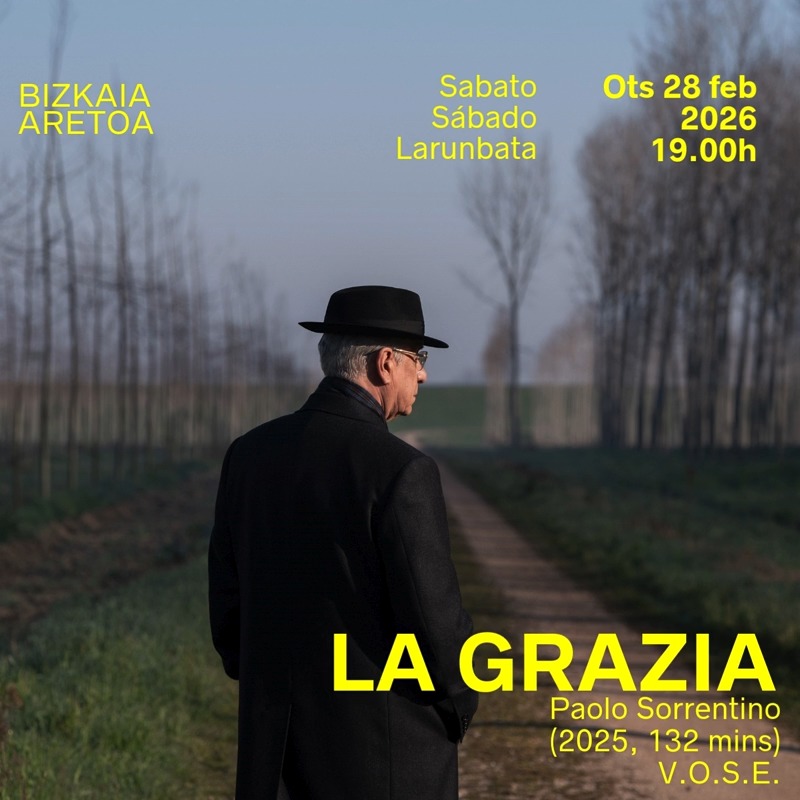 🇪🇸 Zinecittà presenta el 𝐞𝐬𝐭𝐫𝐞𝐧𝐨 𝐚𝐛𝐬𝐨𝐥𝐮𝐭𝐨 en cines de España de La Grazia, la nueva película de Paolo Sorrentino @paolosorrentino_real 
Una historia poderosa sobre el final del poder, la conciencia y el valor de la duda, protagonizada por Toni Servillo @toniservillo y Anna Ferzetti @annaferzetti 
Un estreno que adelanta su llegada a las salas españolas y convierte a 𝐁𝐢𝐥𝐛𝐚𝐨 en cita imprescindible del cine italiano contemporáneo.
📆 sábado 28 de febrero
📍 Bizkaia Aretoa
🎟️ Acceso gratuito · V.O. italiano con subtítulos en castellano
✨ Una película para ver en pantalla grande.
✨ Una noche para recordar.  ➡️Más información en zinecitta.com  🇮🇹 Zinecittà presenta l’anteprima assoluta in Spagna de La Grazia, il nuovo film di Paolo Sorrentino.
Una storia potente sulla fine del potere, la coscienza e il valore del dubbio, con Toni Servillo e Anna Ferzetti.
Un’anteprima che anticipa l’uscita nelle sale spagnole e rende Bilbao una tappa imprescindibile del cinema italiano contemporaneo.
📆 sabato 28 febbraio 
📍 Bizkaia Aretoa
🎟️ Ingresso gratuito · Versione originale in italiano con sottotitoli in spagnolo
✨ Un film da vedere sul grande schermo.
✨ Una serata da ricordare.  ➡️ Informazioni su zinecitta.com  EUSK
Zinecittàk La Grazia filmaren Espainiako estreinaldi absolutua aurkezten du, Paolo Sorrentinoren film berria.
 Boterearen amaierari, kontzientziari eta zalantzaren balioari buruzko istorio indartsua, Toni Servillo eta Anna Ferzettik antzeztua.
 Espainiako zinema-aretoetara iritsi aurretik aurkezten den estreinaldi honek Bilbo zinema italiar garaikidearen ezinbesteko hitzordu bihurtzen du.
📆 Otsailaren 28a · Zinecittà 2026ren itxiera
 📍 Bizkaia Aretoa
 🎟️ Sarrera doan · Jatorrizko bertsioa italieraz, gaztelaniazko azpitituluekin
 ✨ Pantaila handian ikusteko pelikula bat.
 ✨ Gogoangarria izango den gau bat.
@mubiespana @italiatxiki #consolatogeneraleditaliamadrid @comitesmadrid @bilbaokultura @zinebifilmfest @hermesgourmet @ehukulturak 
 #zinecitta #LaGrazia #zinecitta2026 #PaoloSorrentino #EstrenoEnEspaña #cine #CineItaliano #Bilbao #italia🇮🇹